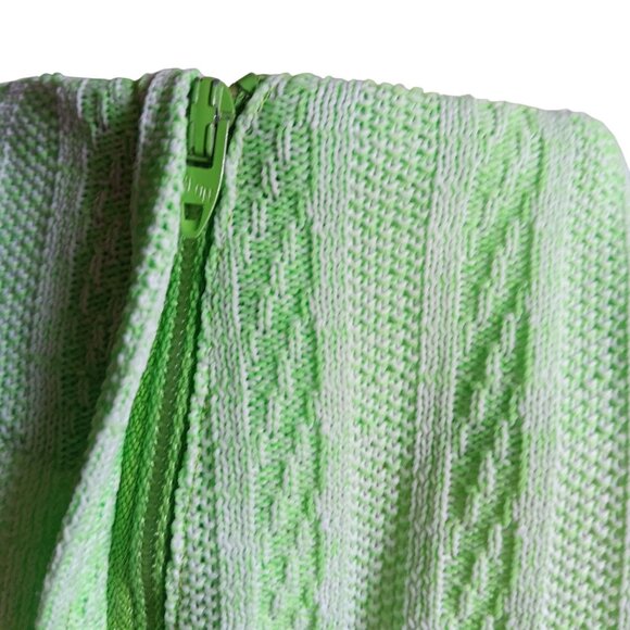 1Of1 Women's 8/10 Vintage Dress Sleeveless Lime Green Knit Texture 70's Handmade - Picture 5 of 7